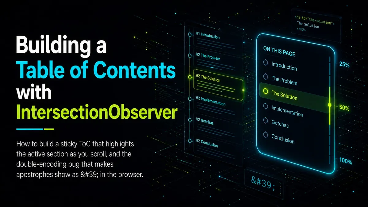 Building a Table of Contents with IntersectionObserver (and the HTML Entity Bug That Bit Me)